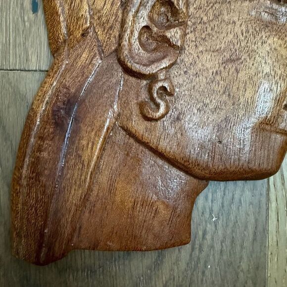 Vintage MCM African Profile Wall Art Wood Carved 11” - Picture 2 of 9